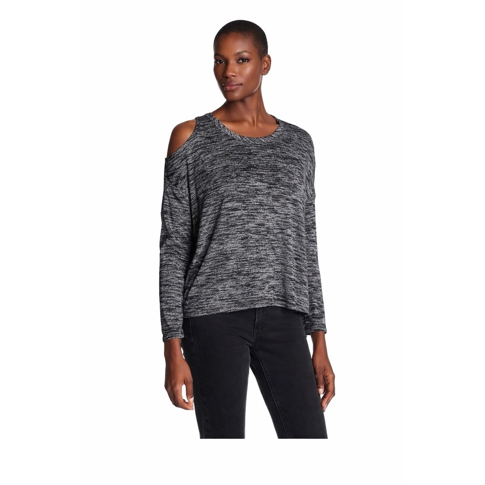 Rag & Bone Port Tee Women's Medium Charcoal Cold Shoulder‎ Long Sleeve Top